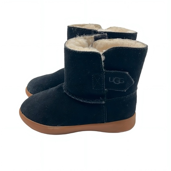 UGG Toddler Winter Boots Keelan II Black Suede Ugg plush Wool Hook & Loop Size 5 - Picture 5 of 10